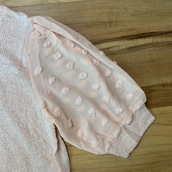MINE Light Pink Pom Pom Dot Sleeve Knit Top - Picture 8 of 16